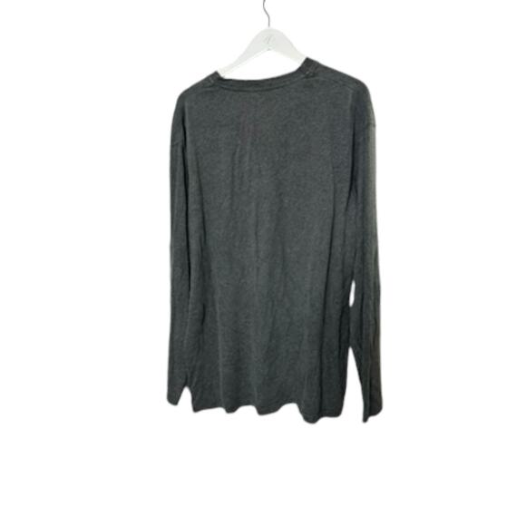 Timberland Gray Long Sleeve V-Neck Shirt Men's XL 100% Cotton - Picture 2 of 7